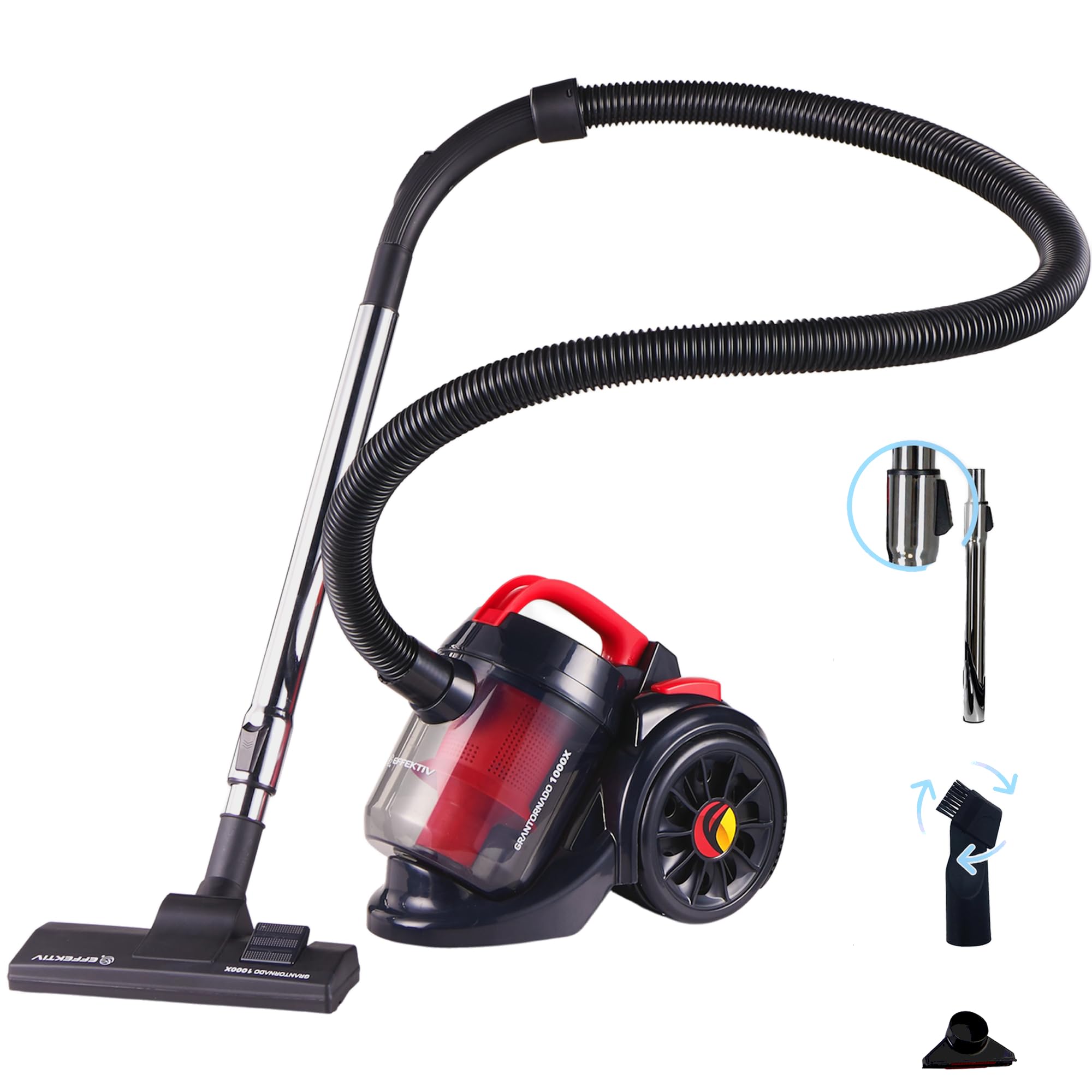EFFEKTIV Aspiradora sin Bolsa GranTornado 1000X – Aspiradora Ciclónica 1200W con Alta Succión 85000Pa, Depósito 2.5 L, Filtro HEPA Lavable, Aspiradora Trineo para Casa y Mascotas