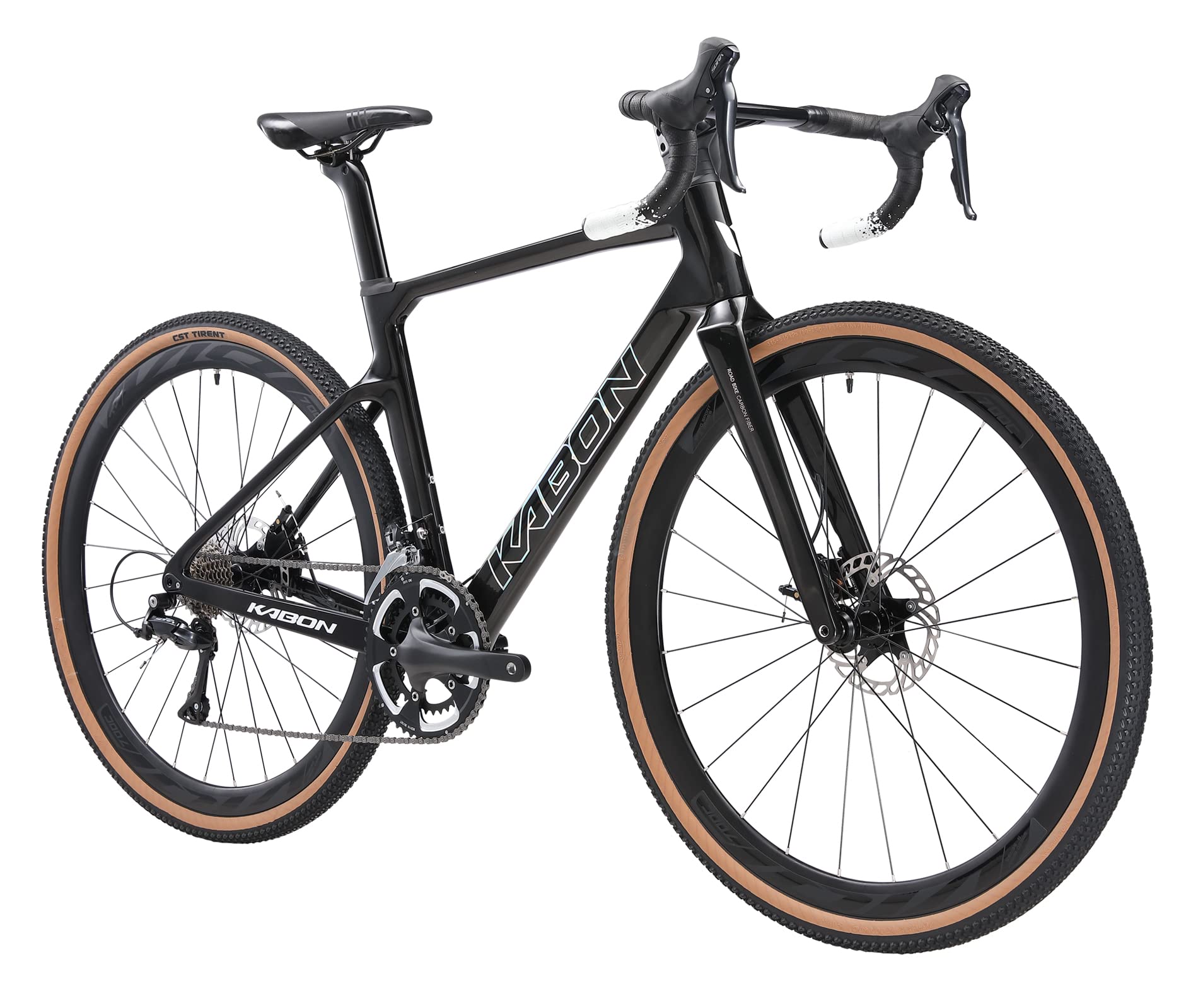 KABON Bicicleta Carbono Gravel de Carretera, 700CX40C con 18 Velocidad Manillar de Carbono Integrado Bicicleta de Carreras con Frenos de Disco