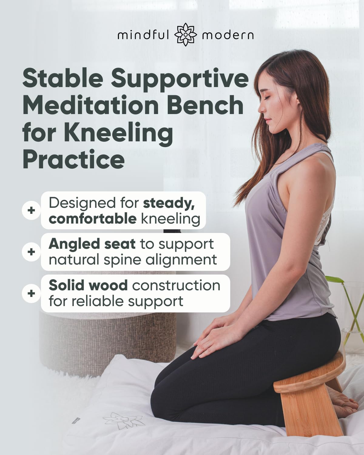 Mindful & Modern Folding Meditation Bench | Locking Magnetic