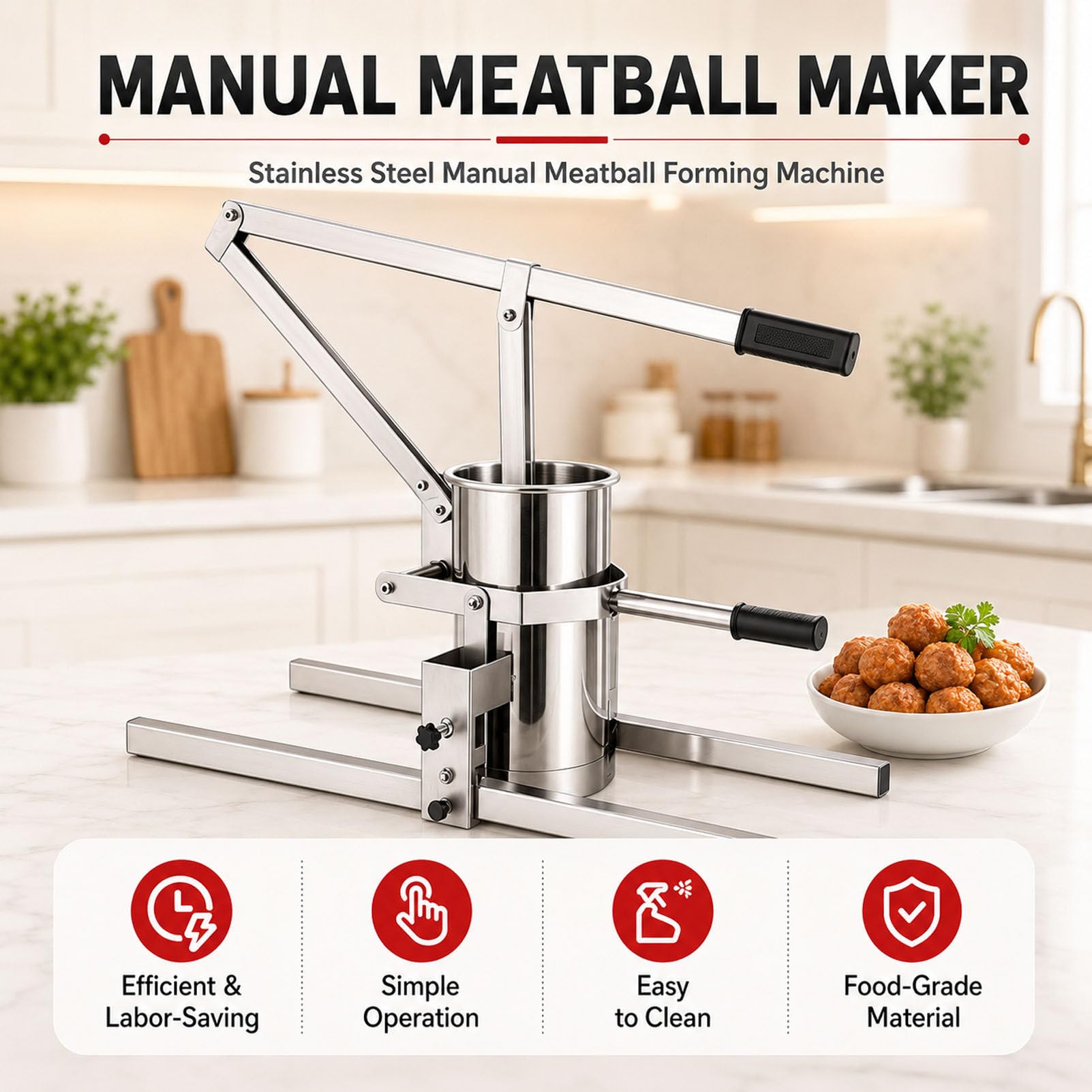 Prensa de acero inoxidable para albóndigas de carne y pescado 16cm/6in-A