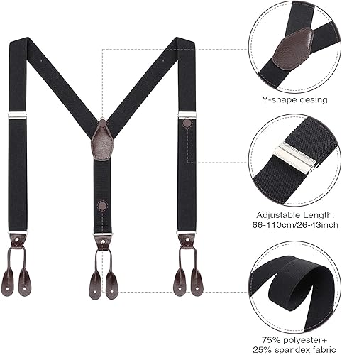 Miniatura 4 de AWAYTR - Tirantes para hombre con extremo de botón elásticos ajustables en forma de Y