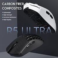 ATTACK SHARK R5 Ultra Szénszálas Gamer Egér, 39g Szuperkönnyű, 8000Hz Vezeték Nélküli, 42000 DPI, Bluetooth/2.4G/Vezetékes, Fehér 3