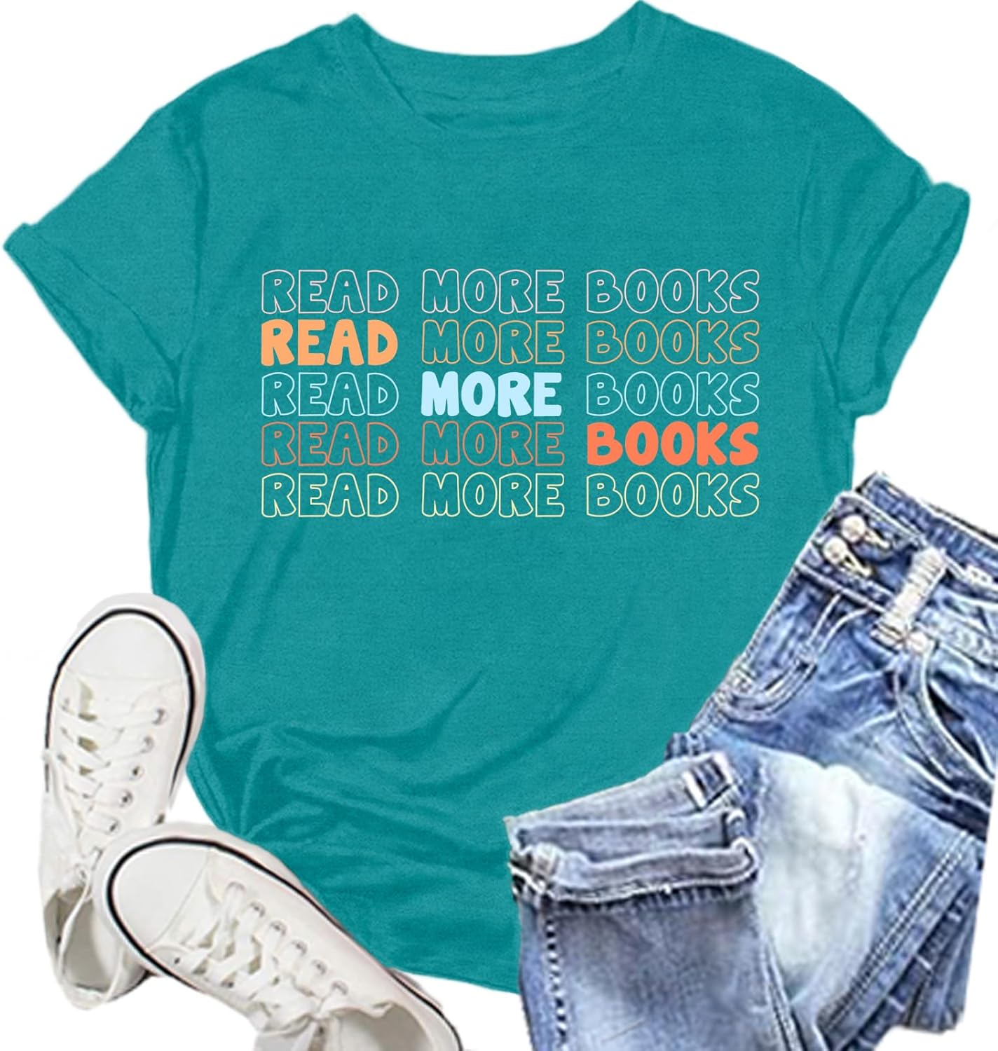 NEWKA Book Shirts for Women Read More Books T-Shirt Reading Tee Teacher Tops