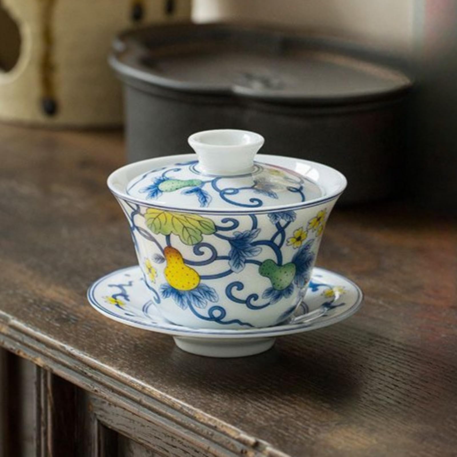 Gaiwan de porcelana fina tipo jade de 125 ml: juego de té cerámico Kung Fu