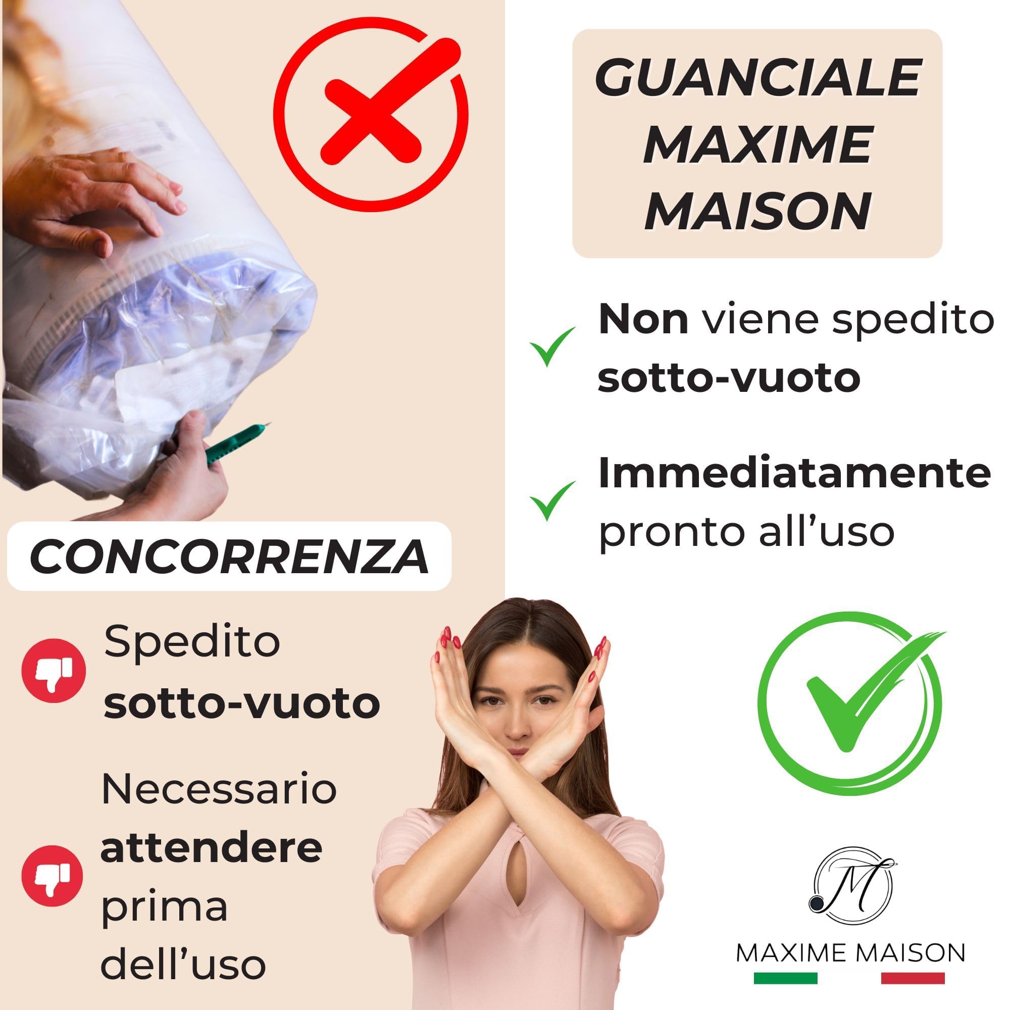 MAXIME MAISON - Cuscino Memory Foam Bugnato ad Effetto Massaggiante, Cuscini Letto Matrimoniale Made in Italy, Guanciale Letto, Cuscini per Cervicale per Dormire (2, Fodera Aloe, Altezza 15)
