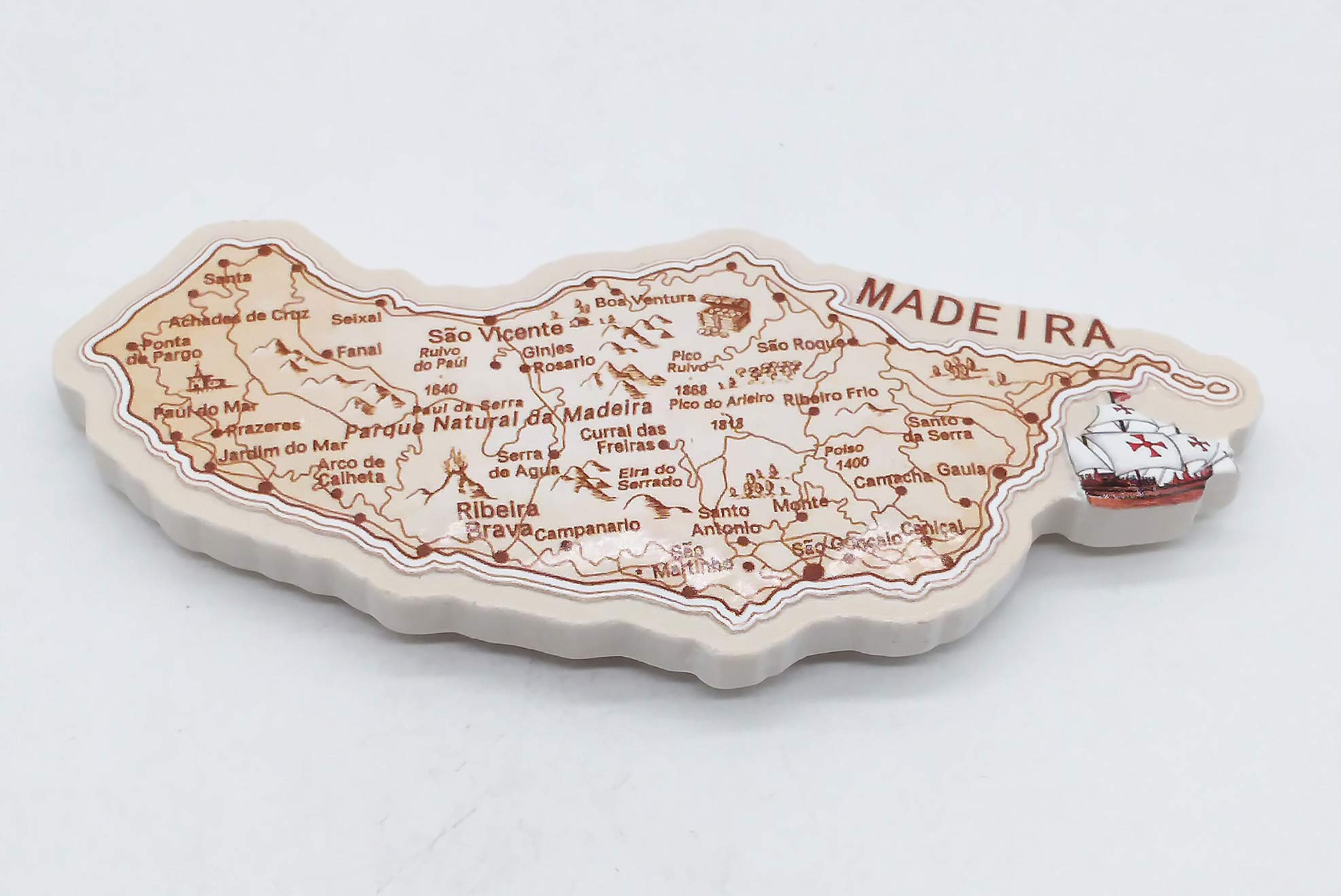 Magnete Frigorifero 3D Madeira Portogallo – Souvenir Da Viaggio A Forma Di Mappa, Fatto A Mano In Resina, 11x5,2 Cm, Regalo Da Collezione