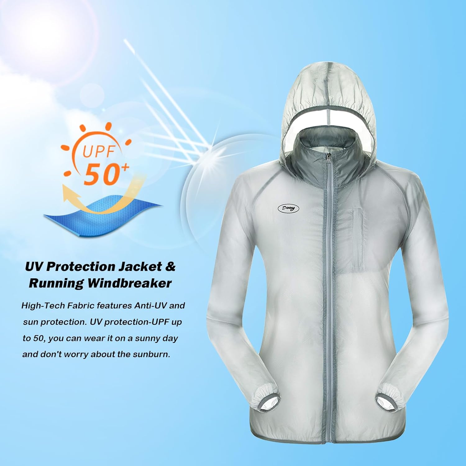 Sun Protection Jacket Ultra Light Thin Breathable Packable Outdoor Cycling Jacket Hoodie Skin Clothing for Men & Women - Image 3