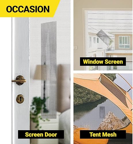Miniatura 10 de Kit de reparación de pantalla de ventana, 3 capas adhesivas fuertes e impermeables de malla de fibra de vidrio (gris, 4 pulgadas x 15 pies)