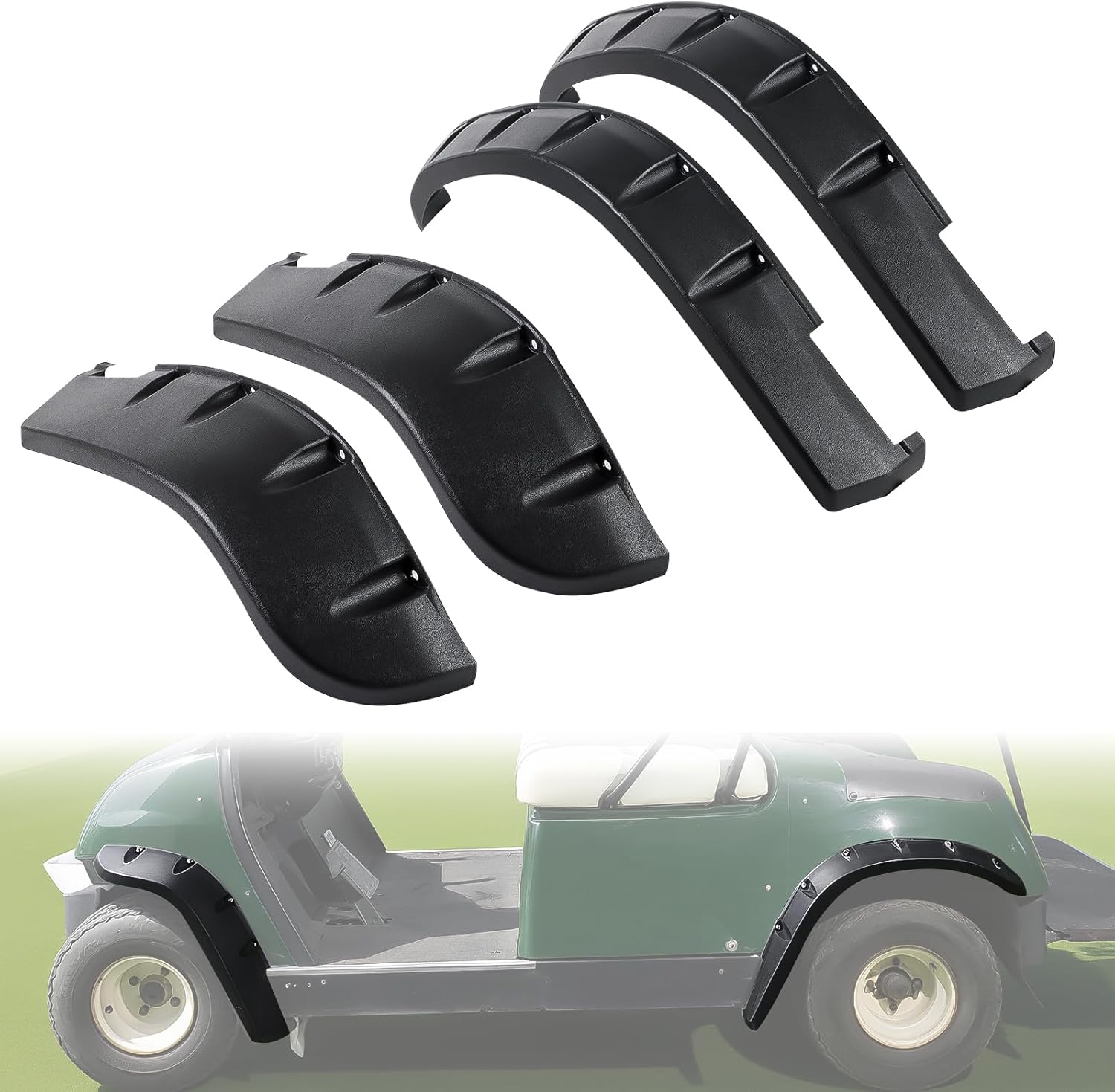 Fender Flares for Yamaha G14 G16 G19 G20 G22 Golf Cart Accessories, Front and Rear Mud Flaps Mud Guards with Hardware, PP Material for Unmodified Gas & Electric Bodies, Set of 4PCS