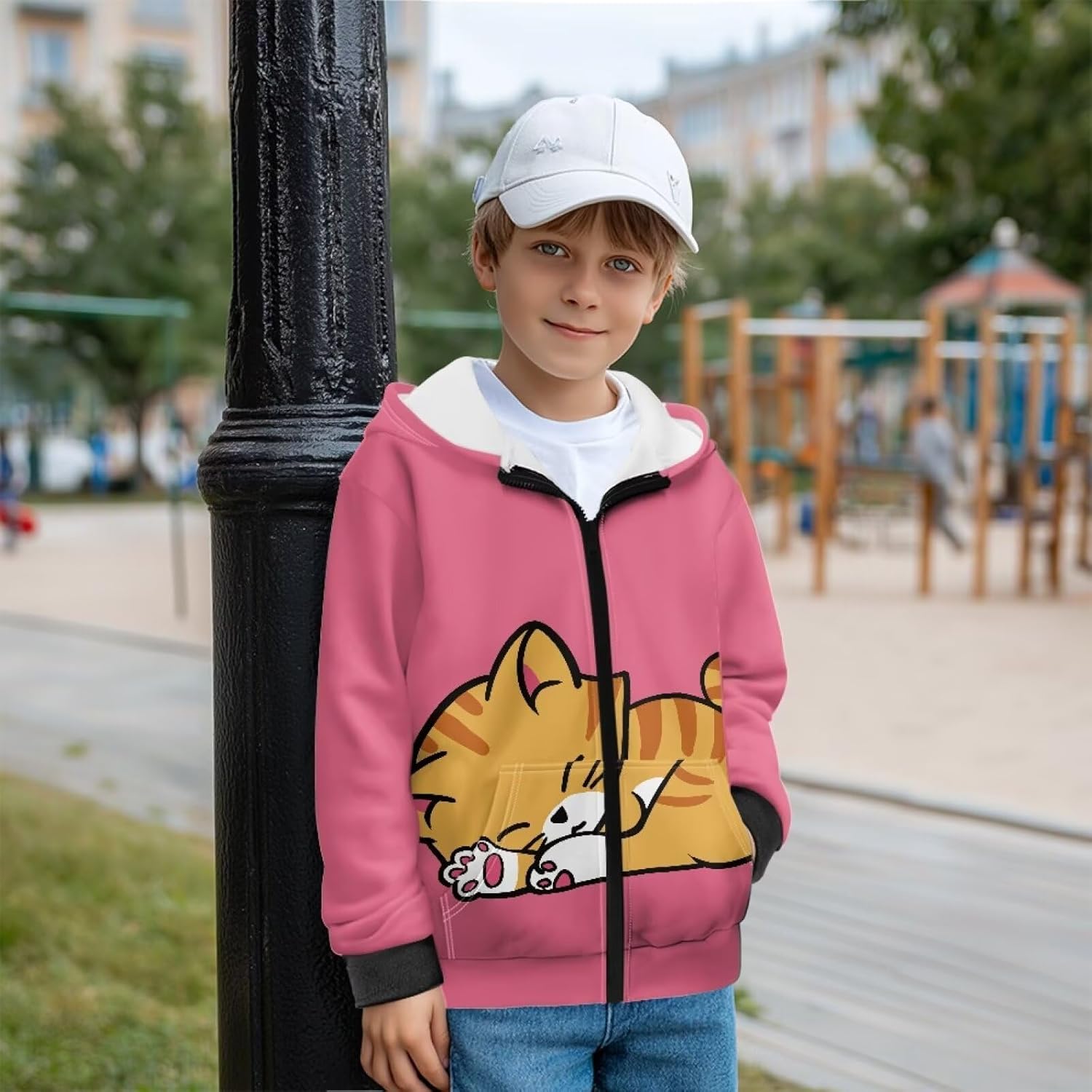 Zip Up Hoodie for Girls Boys 6-16 Years Trendy Long Sleeve Hooded Sweatshirts Casual Kids Coat with Pocket
