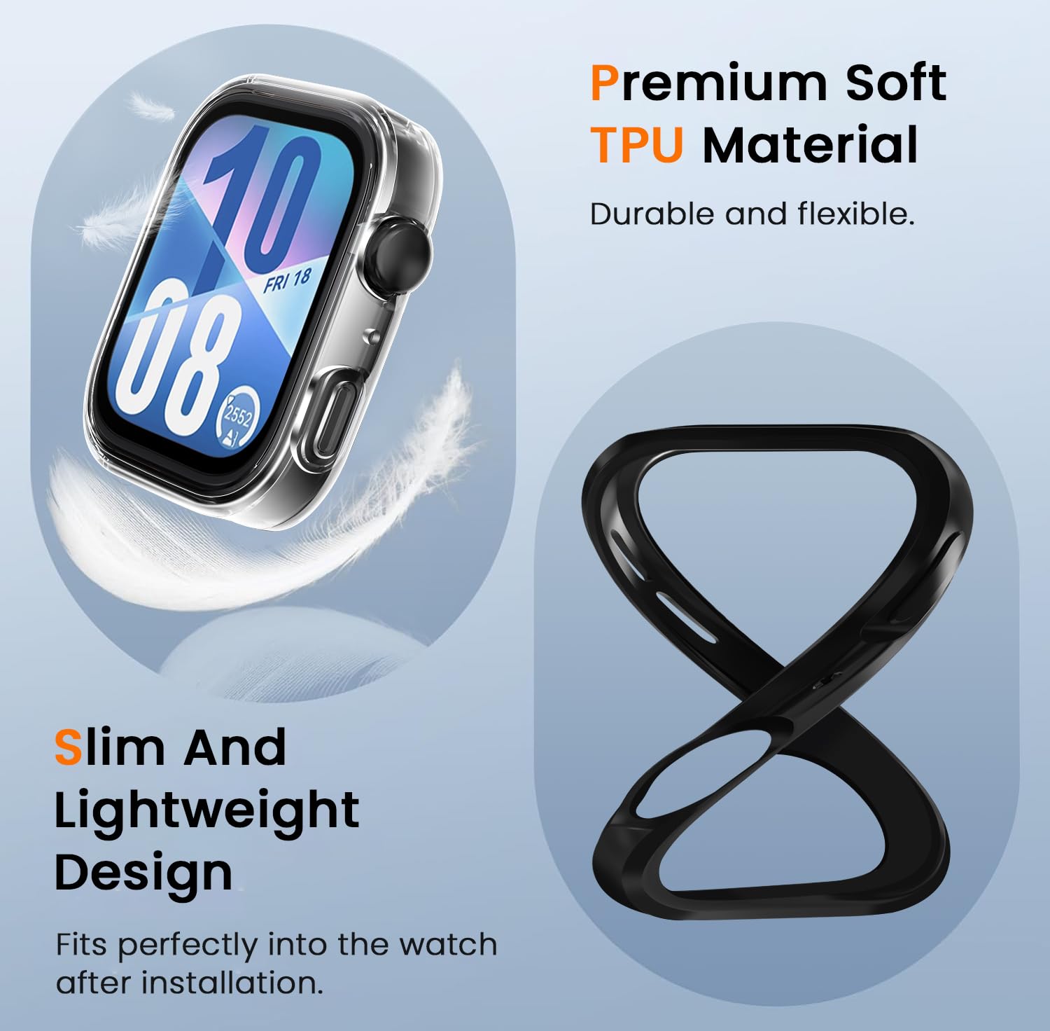 ivoler 3 sztuki etui z folią ochronną do Huawei Watch Fit 4, pełne pokrycie, odporne na uderzenia i zarysowania, ultracienkie, miękkie etui ochronne z termoplastycznego poliuretanu (TPU), 2