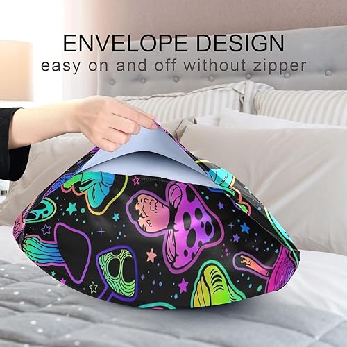 Miniatura 5 de Fundas de almohada de satén con hongos psicodélicos brillantes, fundas de almohada de seda tamaño King, con cierre de sobre, funda de almohada de