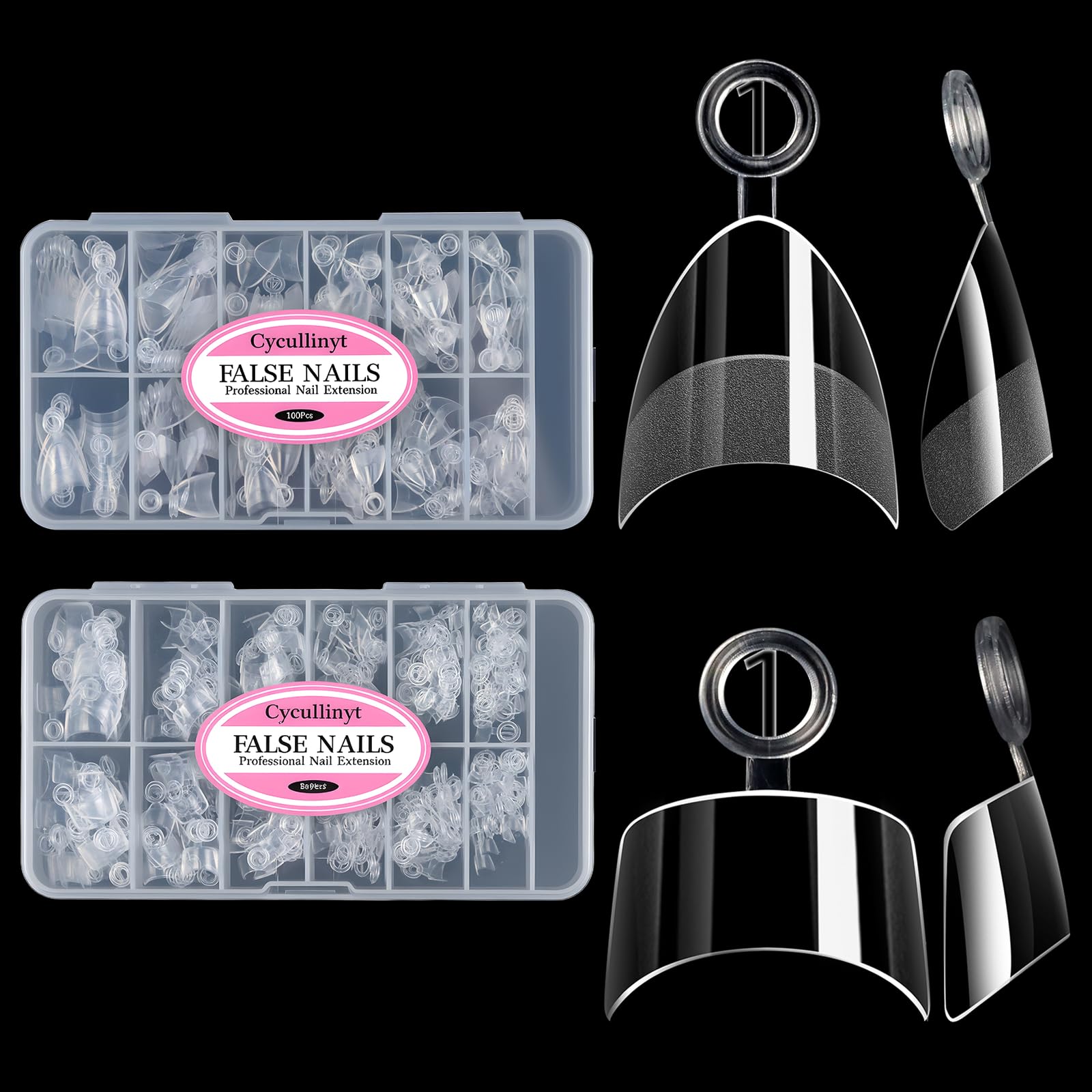 480Pcs Extra Short Half Cover Almond & Tapered Square Soft Gel Clear Nail Tips Set, 2 Shape Pre-shaped XXS Fake Nails False Nail Extension for Home Salon DIY 12 Sizes XS Square + Almond