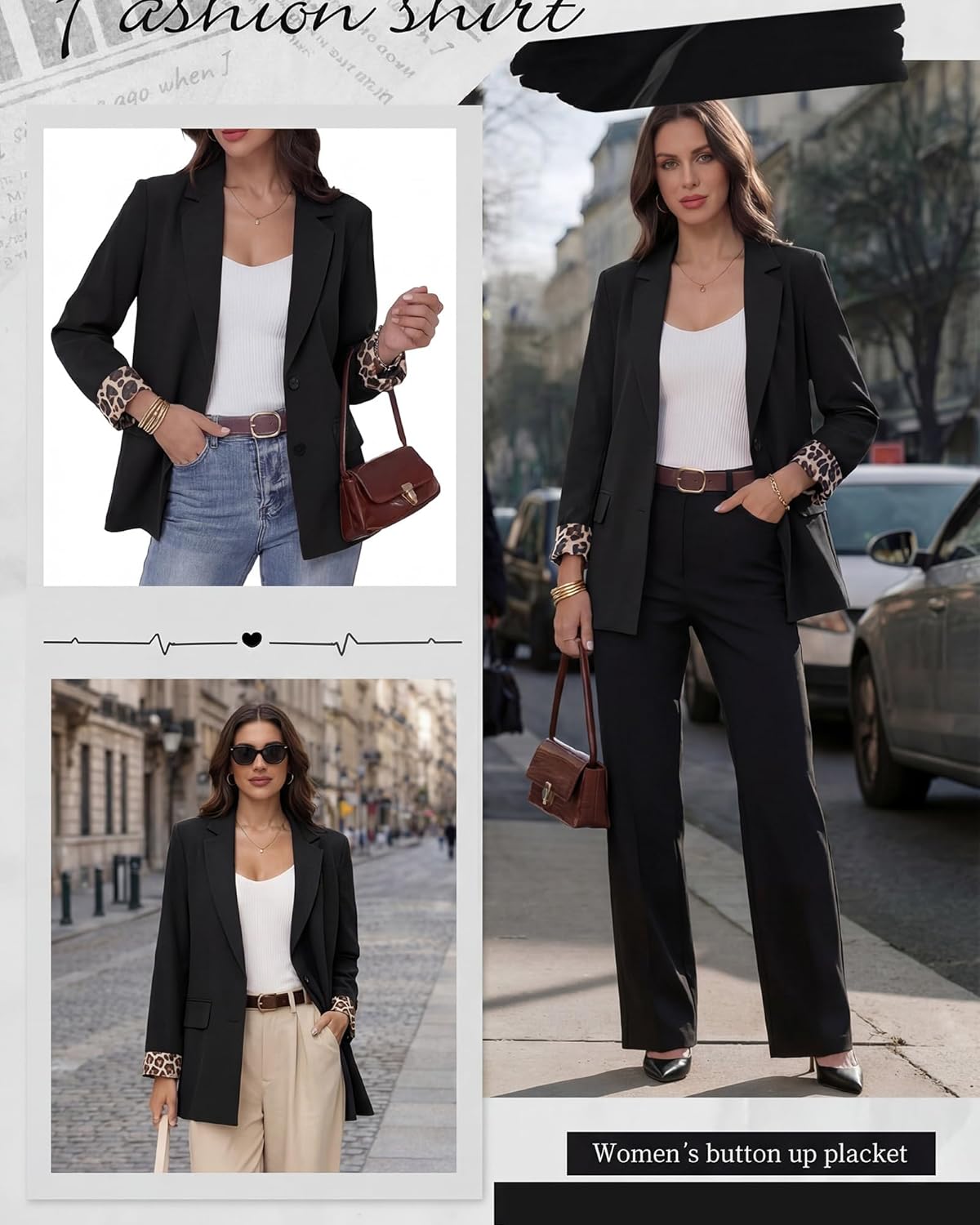 Business Casual Blazer Womens Long Sleeve Lapel Button Down Work Blazer with Shoulder Pads 2026 Spring Suit Jacket - Image 4