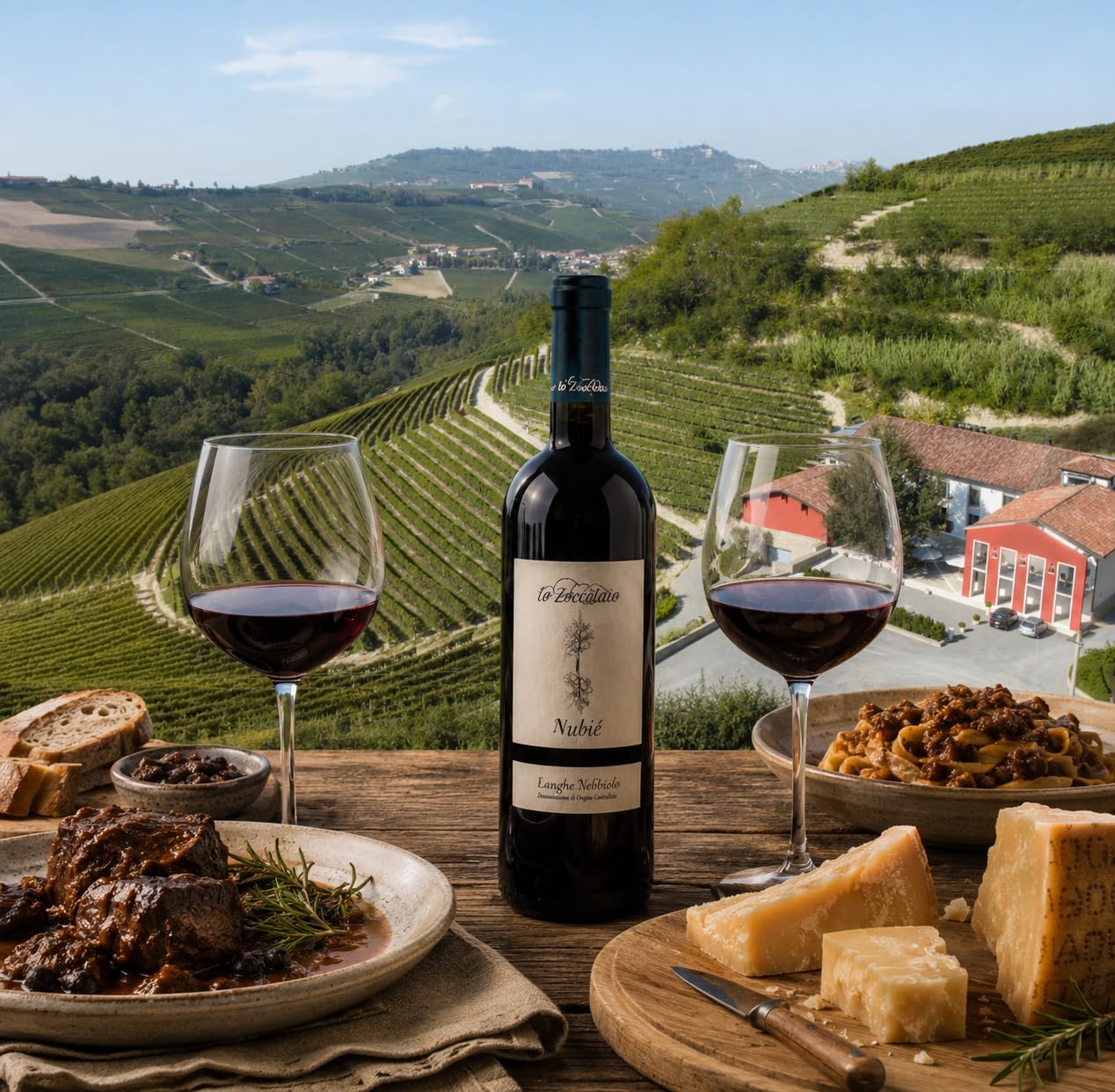 Lo Zoccolaio Barbera D'Alba+Langhe Rosso+Langhe Nebbiolo Vino Tinto Italiano en Estuche de Madera - 3 Botellas X 750ml