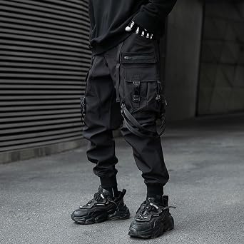 XYXIONGMAO Men's Techwear Japanese Streetwear Goth Black Cargo Jogger Fashion Tripp Pants