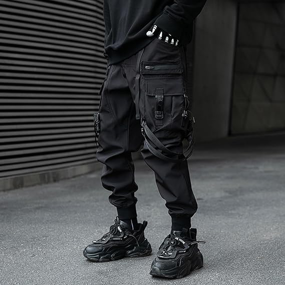 XYXIONGMAO Men's Techwear Japanese Streetwear Goth Black Cargo Jogger Fashion Tripp Pants