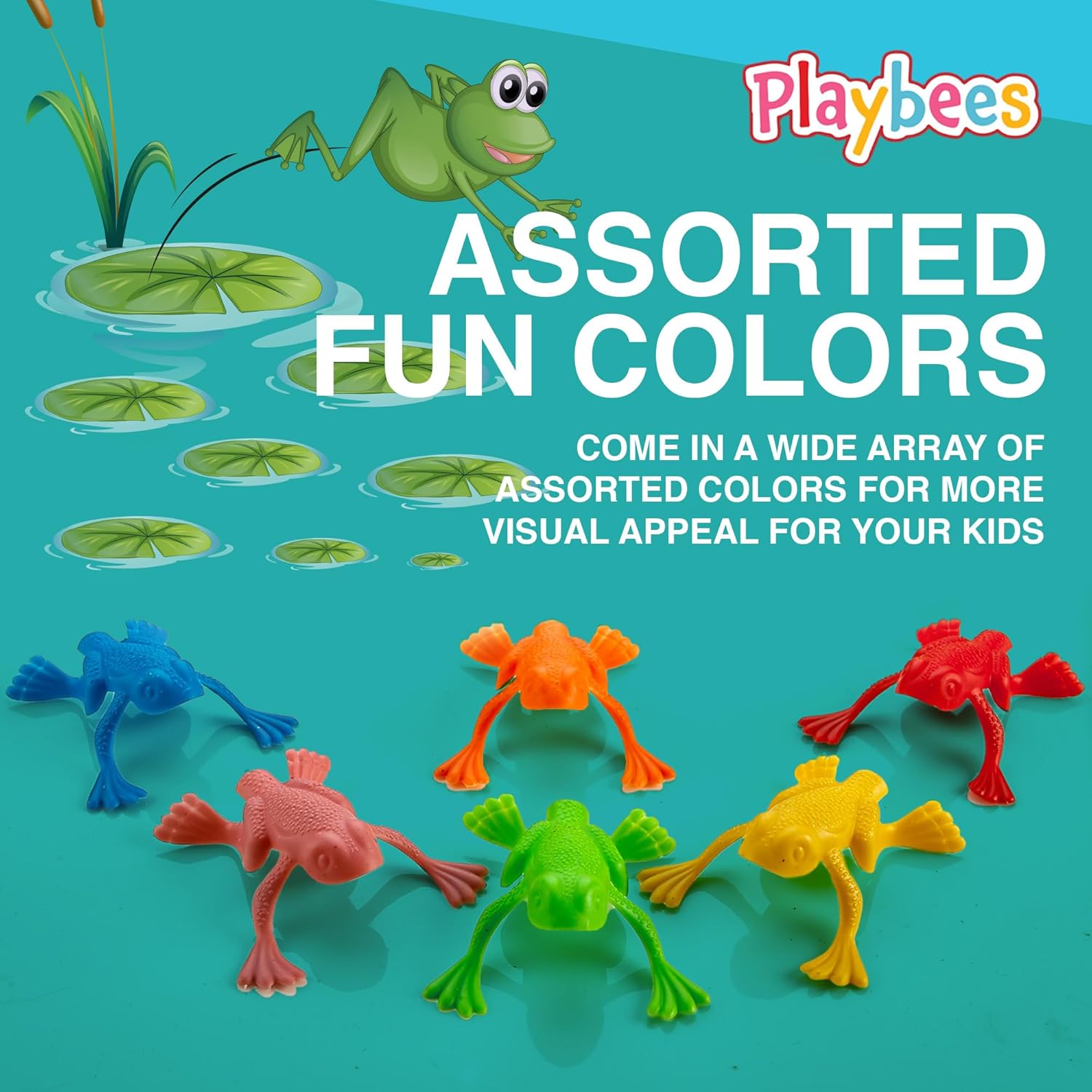 Playbees Mega Pack of Jump n Leap Frog Toys - 144 Pack - 2 Inch - Assorted Colors Jumping Passover Plastic Frogs for Bible Story Toys, Endless Fun Party Favors, Goody Bag Fillers, Classroom Prize