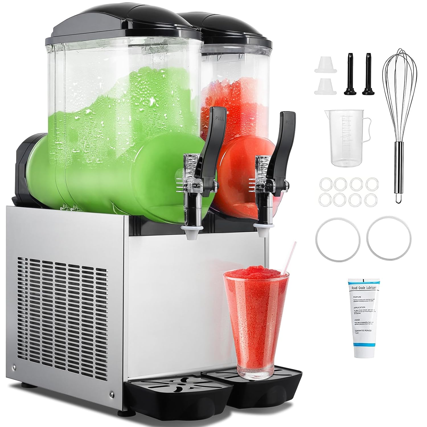 Commercial Slushie Machine, 8Gal / 30L Frozen Drink Machine Margarita Machine with LED Light, Stainless Steel Slushy Maker Machine Perfect for Restaurants Bars Cafes Party, 30L