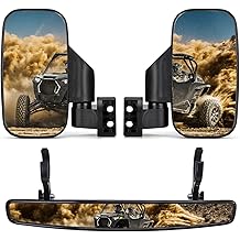 KEMIMOTO UTV Side Mirrors and Rear Center Mirror with 1.5" to 2" Roll Bar Cage Compatible with Polaris RZR 900, XP 1000/4, Pro XP/4, Turbo/4, Commander Maverick X3 Viking RhinoTeryx