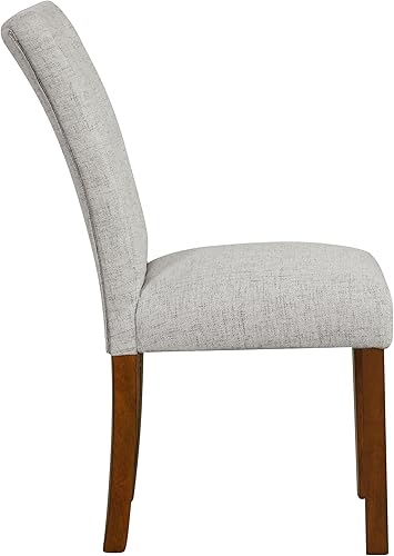 Miniatura 5 de HomePop Sillas de comedor de tela copetuda con botones, tejido sólido con textura neutra (juego de 2)