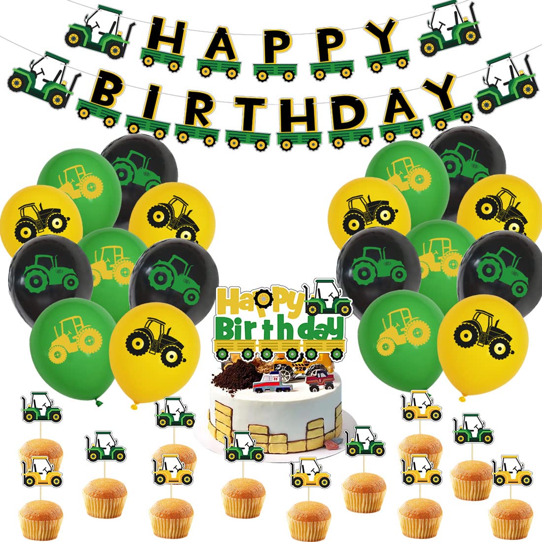 Buy BSNRDX Tractor Balloon Birthday Party Decorations 32 PCS Farm Green