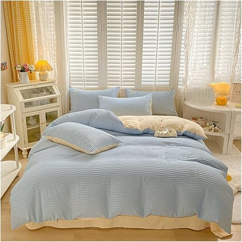 NAssui Juego de ropa de cama, reversible, juego de funda de edredón doble suave con sábanas, cómodo juego de cama transpirable