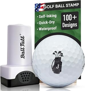 Golf Ball Stamp - Self-Inking Marker - Quick-Dry Permanent Marking Tool, No Leaks or Refills, Reusable & Waterproof Golfing Stamper - Ideal Gift for Golfers, Dads, Retirement.