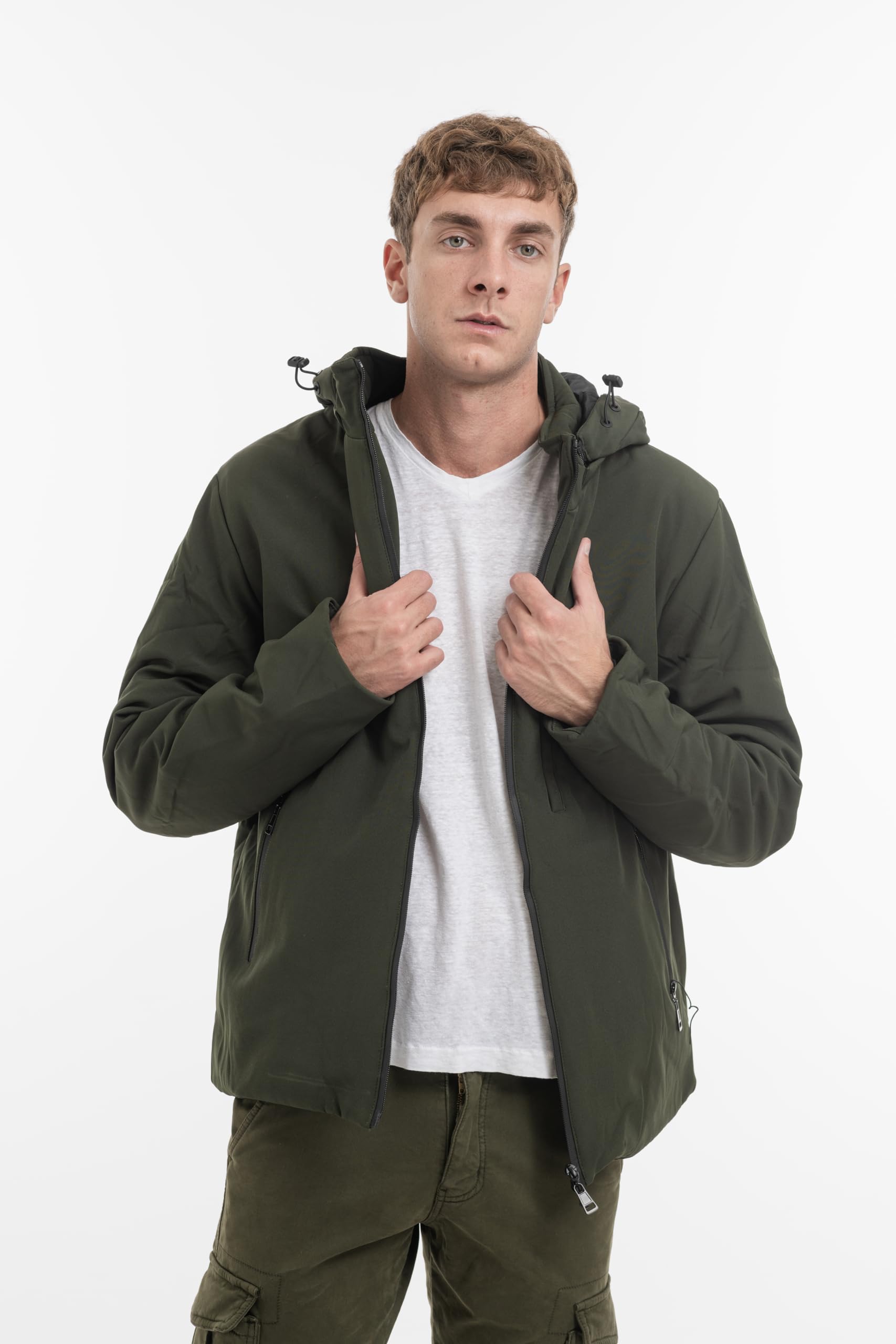 TONY BACKER Giacca Jacket Uomo Invernale Softshell Impermeabile Antivento con Cappuccio Giacca Calda Giubbotto Uomo Trekking Casual 3351