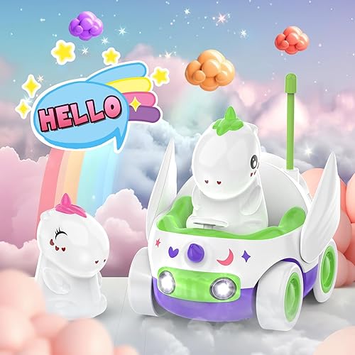 Miniatura 6 de Kroyedfuw Paquete de 2 autos de control remoto de unicornio para niños pequeños, regalos de unicornios para niñas y niños, juguetes de automóvil
