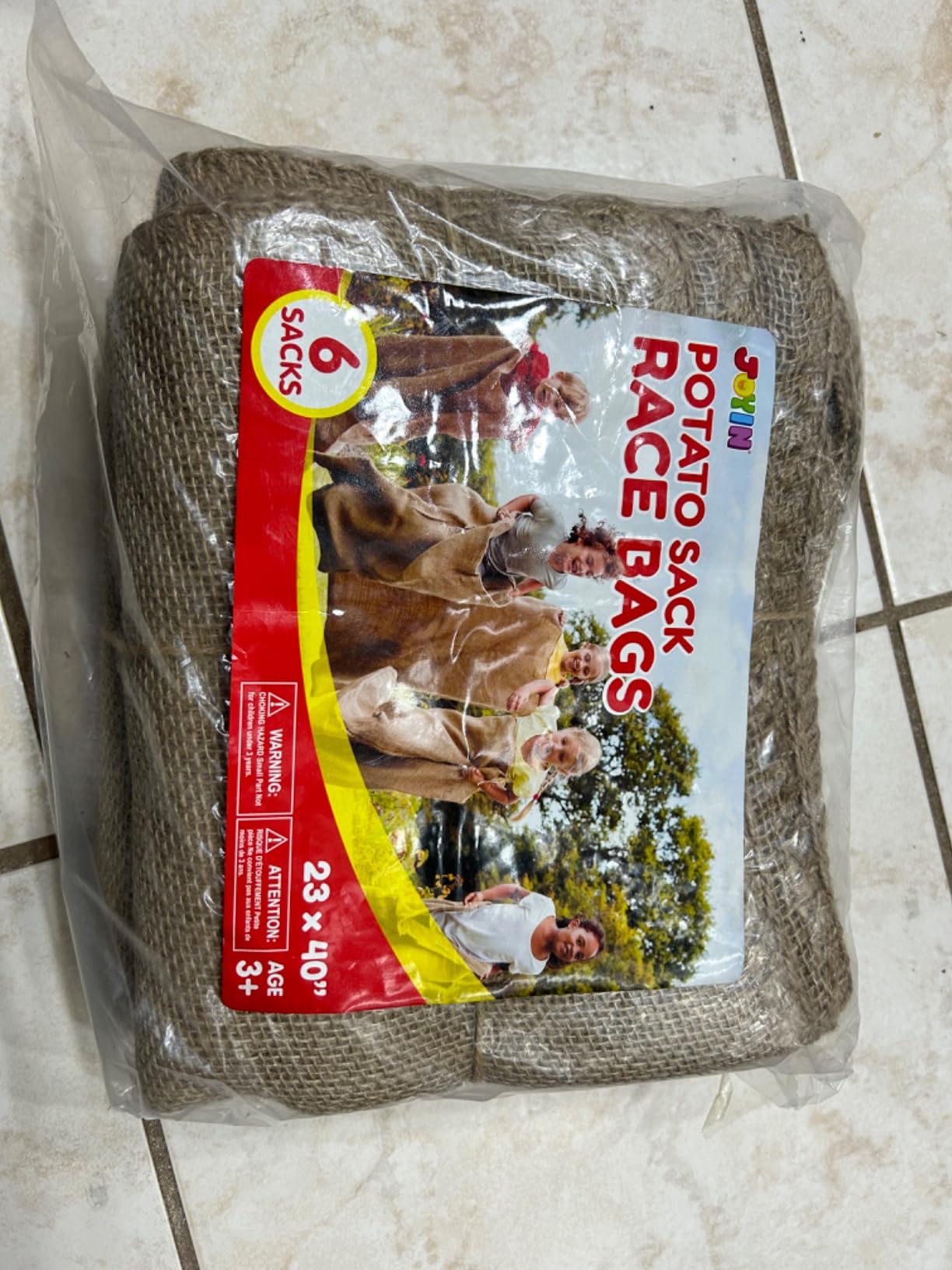 JOYIN 6 Pack Large Burlap Potato Sack Race Bags, 39" x 25