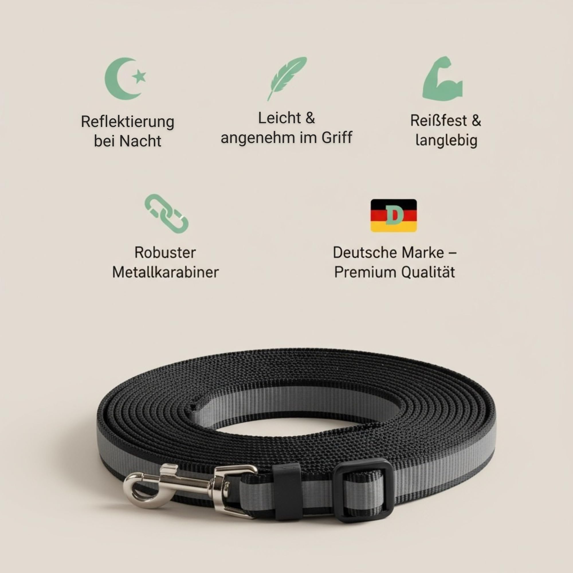 Beroni® Katzenleine lang 3m, 5m stark reflektierend stufenlos verstellbar, Leine für Katzen schwarz für Halsband und Katzengeschirr Balkon, Garten und Auto (5 Meter)