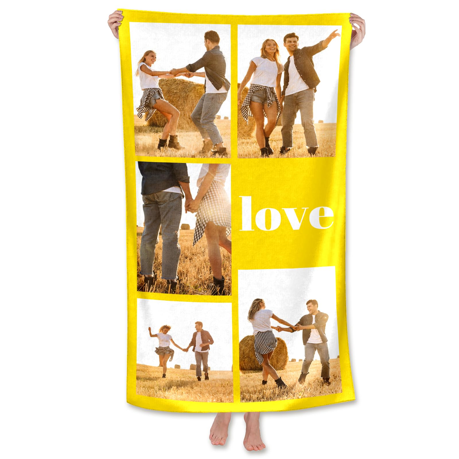 Serviette De Plage Personnalisée Gudina - Microfibre 50x100 Cm - Avec Photo/Text/Nom - Idéale Voyage, Piscine