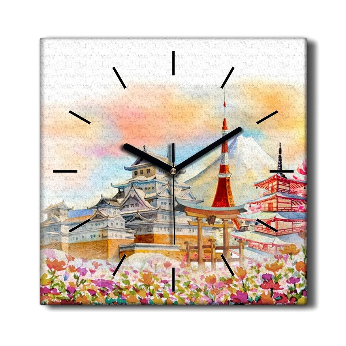 Horloge Murale sans tic-tac Coloray Toile 30x30cm Horloge Salon