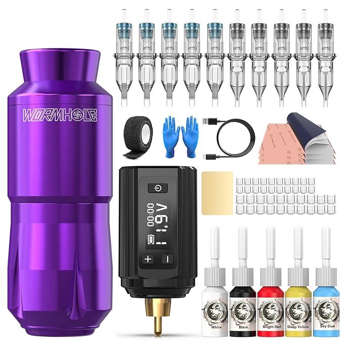 Kit Máquina Tatuar Pen Rotativa WTK391 con Batería 1200mAh