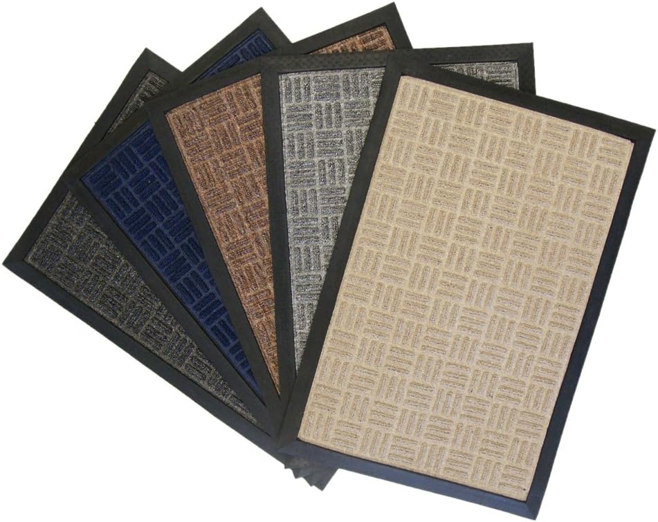 Rubber-Cal 03-193-ZWGR"Wellington" Carpet Polypropylene Doormat, 16" x 24", Gray