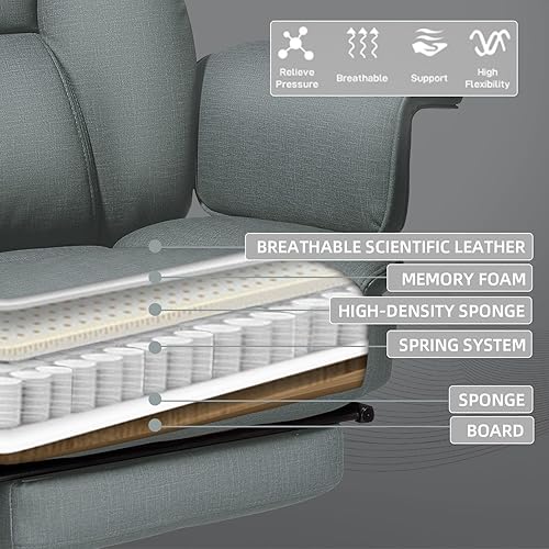 Miniatura 7 de Toszn - Silla de oficina ejecutiva reclinable con reposapiés silla de oficina grande y alta con respaldo de 180 asiento de oficina de cuero
