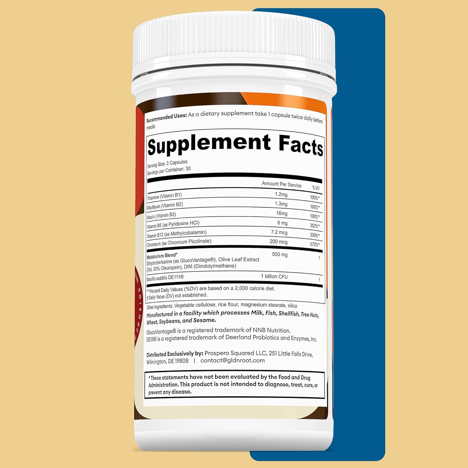 GLDN Berberine Advanced Absorption Formula - 200mg Dihydroberberine 5X Improved Absorption - DIM - Chromium Picolinate and DE111 Probiotics for Digestive Support - Vegan Friendly - 60 Capsules