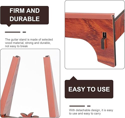 Miniatura 3 de Soporte de guitarra eléctrica, soporte de guitarra de madera, soporte de guitarra para violín, soporte plegable para colocar en el suelo (marrón)