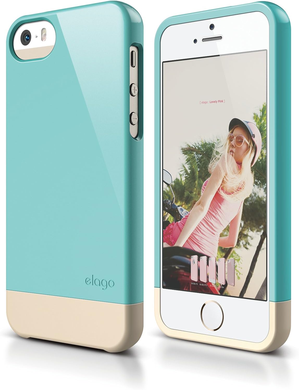 iPhone SE case, elago® [Glide-Limited][Coral Blue/Champagne Gold] - [Mix and Match][Premium Armor][True Fit] - for iPhone SE/5/5S