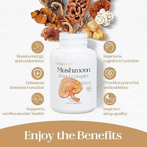 Miniatura 4 de Hongos con Cordyceps, melena de león, complejo de hongos shiitake para energía, salud inmunológica, apoyo cerebral y bienestar general Sin OMG, sin