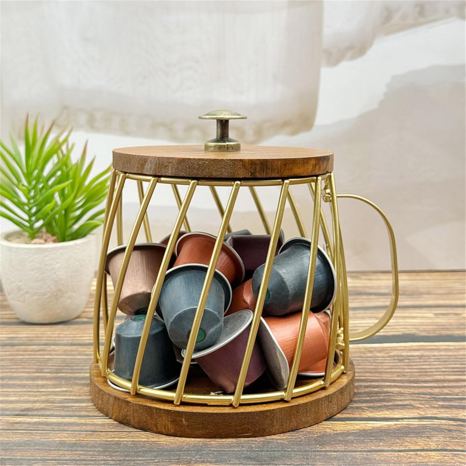 Stylish Coffee Basket with Lid Portable Storage for Home Office & Cafe Use Coffee Accessories Holder