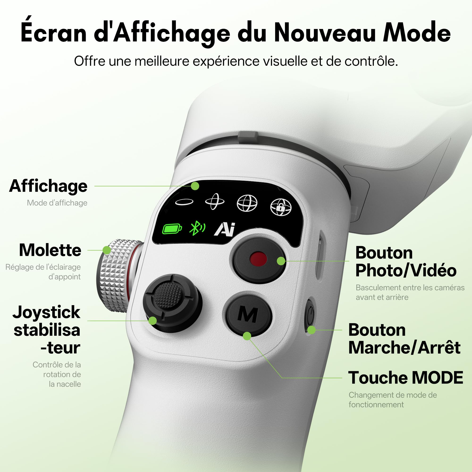 ZHIYUN Smooth Q5 Ultra [Officiel] Stabilisateur Smartphone, Intégré éclairage Appoint/Tige Extension/Trépied, Autonomie de 13.5h, Portable et Pliable, Stabilisateur Telephone pour Vlogs/YouTube/TikTok