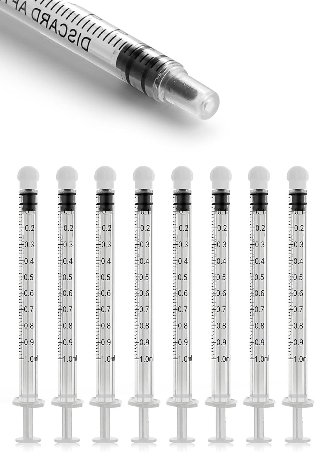 1ml Syringe for Liquid without Needle, Luer Slip Tip Syringes with Cap, 20-Pack Individual Sterilized Wrapped for Pet Feeding, Liquid, Oral, Scientific Labs