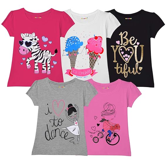 Kuchipoo Girl's T-Shirt (Pack of 5)