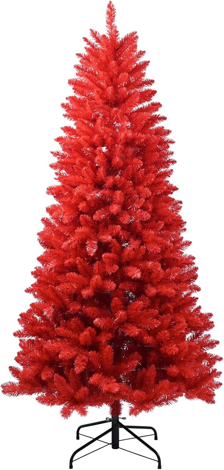 6ft Artificial Red Christmas Tree Halloween Tree Xmas Tree