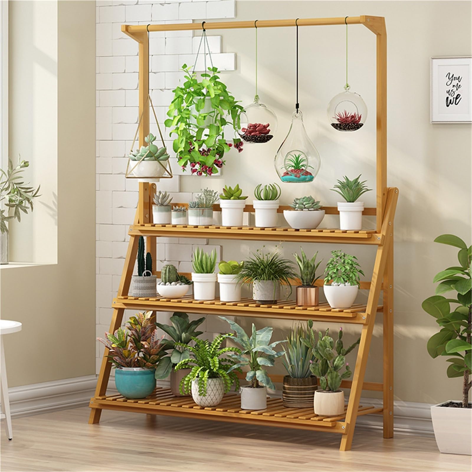 IOPKLYTF Plant Stand Folding Plant Stand 3-Tier Flower Shelf
