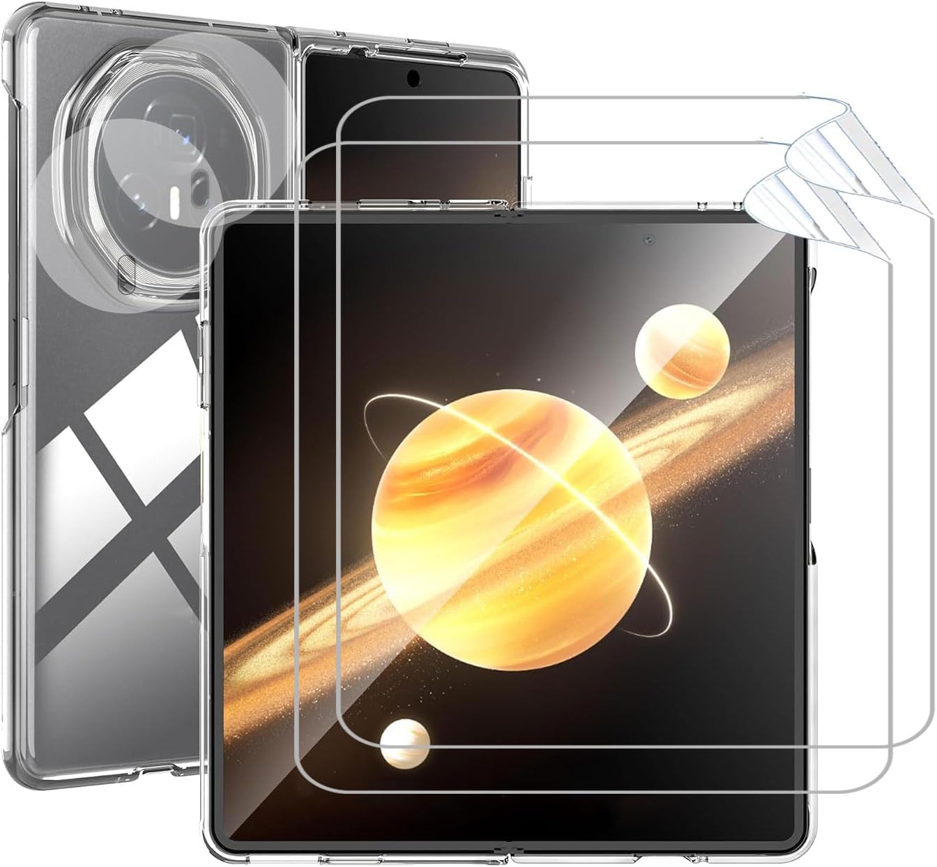 1+2+2PCS Compatible with Honor Magic V 3 Case & Screen Protector (Hydraulic Film)& Camera Screen Protector Soft Scratch-Proof Transparent Cover