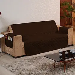 Capa Protetora para Sofá 4 Lugares Reversível - Para Pets e Crianças, Tecido Macio, Fácil de Lavar, Antipelo - Proteção com Estilo e Praticidade no Dia a Dia - FV Enxovais (Marrom, 4 Lugares)