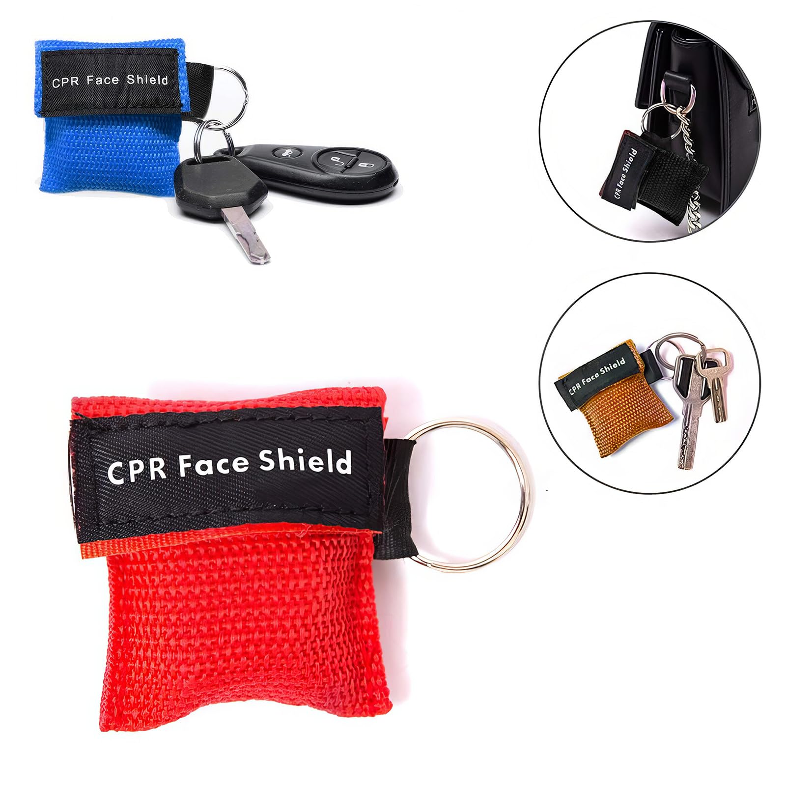 4 PCS Maschera di respirazione Portachiavi CPR Face Shield di Primo Soccorso Maschere respiratorie per Adulti e Bambini, Panno di Emergenza per Il Primo Soccorso o addestramento AED